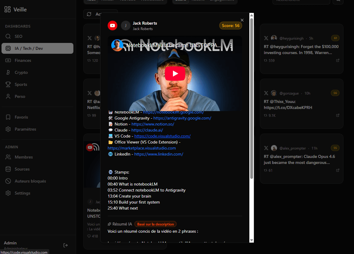 Détail vidéo & résumé IA